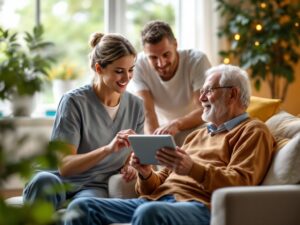 Physical Therapists helping patient with ipad