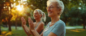 Older couple participating in Yoga